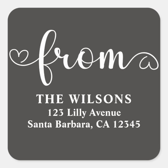 Sticker Carré Moderne de l'adresse de retour (Devant)