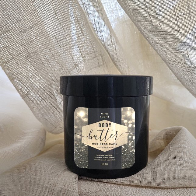 Sticker Carré Moderne élégant script scintillé corps beurre étiq (Créateur téléchargé)