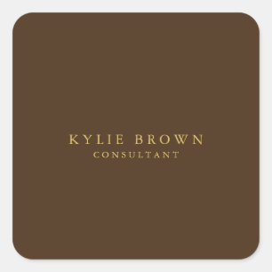Sticker Carré Moderne et élégant Brown Gold Professional