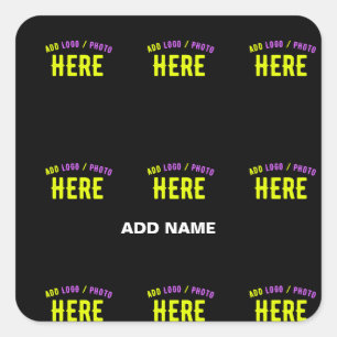 STICKER CARRÉ MODERNE ET MODERNE PERSONNALISABLE NOIR VÉRIFIÉ