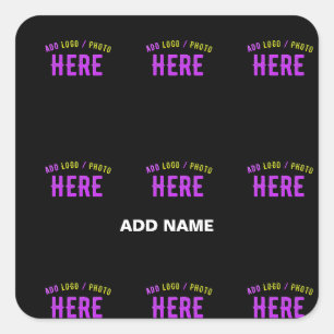 STICKER CARRÉ MODERNE ET MODERNE PERSONNALISABLE NOIR VÉRIFIÉ
