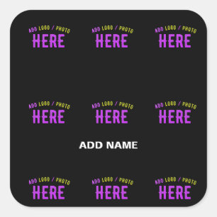 STICKER CARRÉ MODERNE ET MODERNE PERSONNALISABLE NOIR VÉRIFIÉ