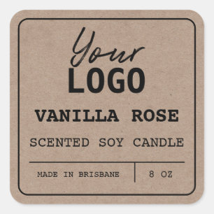 Sticker Carré Moderne minimaliste parfumé Soy Candle Logo Étique