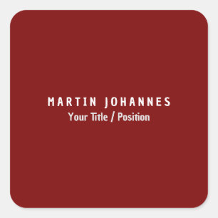 Sticker Carré Moderne minimaliste Plain élégant rouge profond
