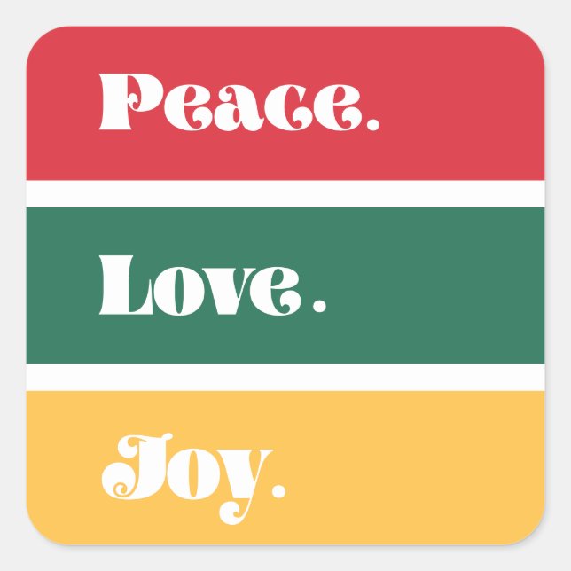 Sticker Carré Moderne Paix Amour Joie Noël (Devant)