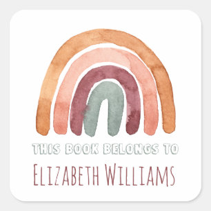 Sticker Carré Moderne Rainbow Nom personnalisé École