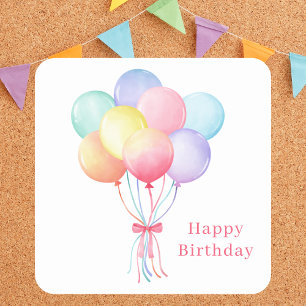 Sticker Carré Moderne simple Ballons d'anniversaire Message pers
