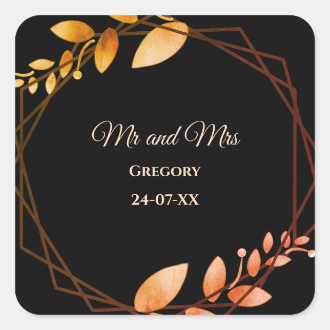 Sticker Carré Moderne Simple botanique élégant boho d'automne (Devant)