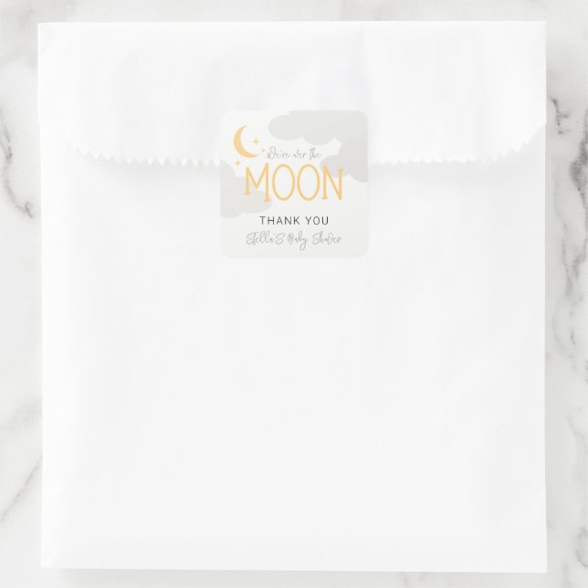 Sticker Carré Moderne Sur Le Baby shower Lune (Sac)