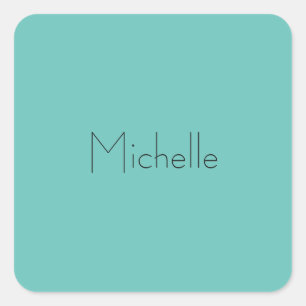 Sticker Carré Moderne tendance Élégant Bleu Simple Blanc