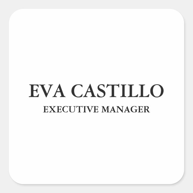 Sticker Carré Moderne tendance Elégant Simple White Manager (Devant)