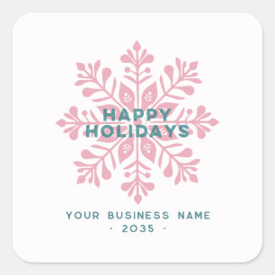 Sticker Carré Moderne Vintage Joyeux Noël Entreprise Flocon de N