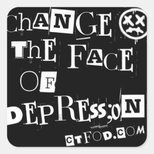 Sticker Carré Modifier la police Face of Depression_ransom