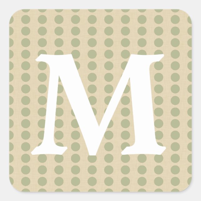 Sticker Carré Moeurs d'épices de coriandre points avec Monogramm (Devant)