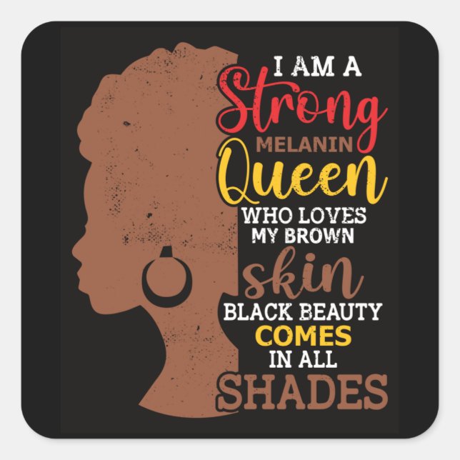 Sticker Carré Mois de l'histoire noire Femme noire Afro (Devant)