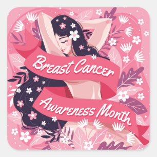 Sticker Carré Mois de sensibilisation au cancer du sein