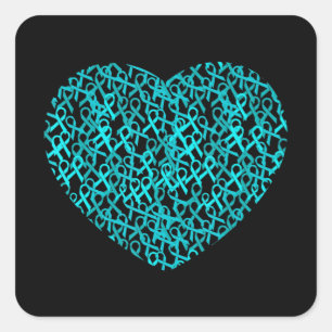 Sticker Carré Mois de sensibilisation Dysautonomia Ribbon Heart 