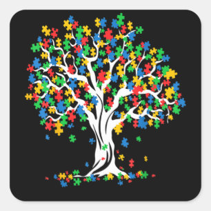 Sticker Carré Mois De Sensibilisation sur l'autisme De L'Arbre D