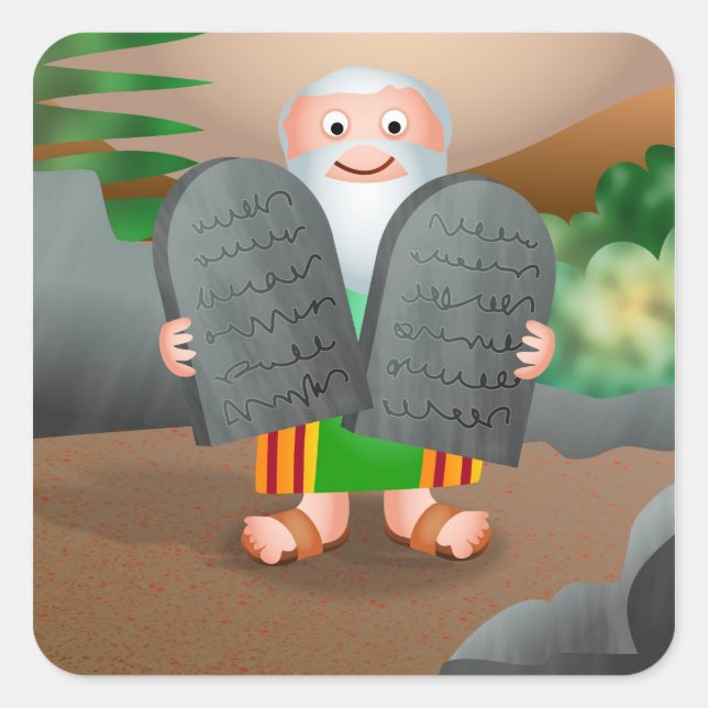 Sticker Carré Moïse et les dix commandements L'histoire de la Bi (Devant)