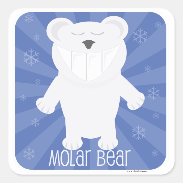 Sticker Carré Molar Bear Fun White Animal Dessin (Devant)