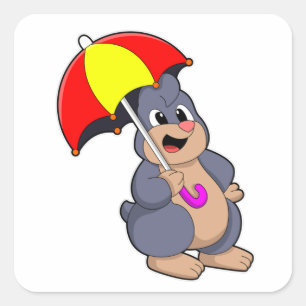 Sticker Carré Mole avec parapluie