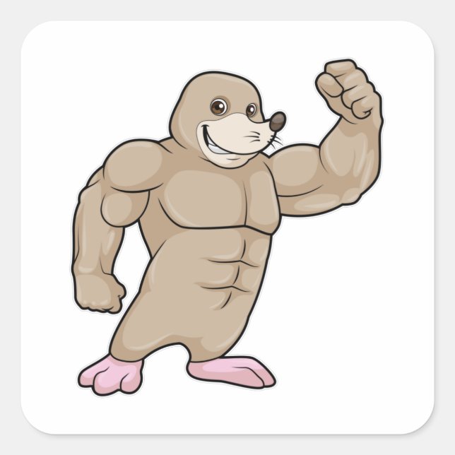 Sticker Carré Mole comme Bodybuilder avec de grands Muscles (Devant)