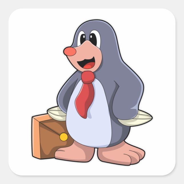 Sticker Carré Mole comme entrepreneur avec sac (Devant)