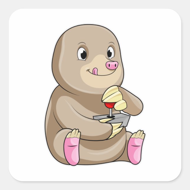 Sticker Carré Mole comme joueur avec Joystick (Devant)