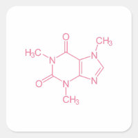 Molécule de caféine rose