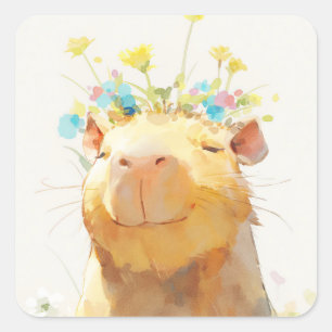 Sticker Carré Moment Zen du Capybara