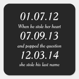 Sticker Carré Moments Romantiques Dates Personnalisées Mariage S