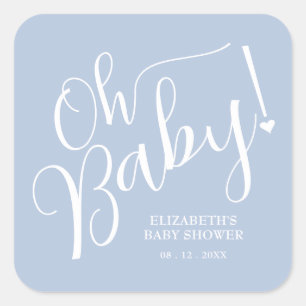 Sticker Carré Mon bébé ! Baby shower garçon bleu