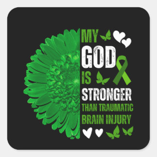Sticker Carré Mon Dieu Est Plus Fort Que La Blessure Traumatique