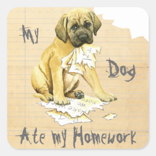 Sticker Carré Mon Mastiff A Mangé Mes Devoirs