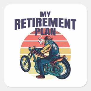 Sticker Carré Mon plan de retraite moto