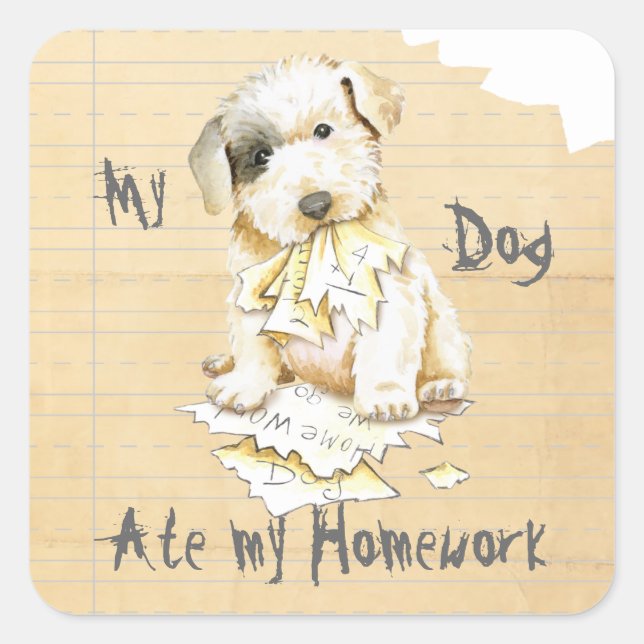 Sticker Carré Mon Sealyham Terrier a mangé mes devoirs (Devant)