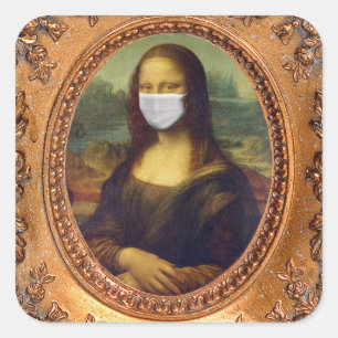 Sticker Carré Mona lisa dans un masque chirurgical leonardo da V