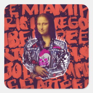 Sticker Carré Mona Lisa Punk Art