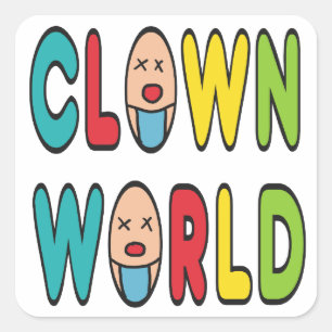 Sticker Carré Monde des clowns
