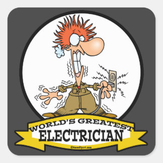 STICKER CARRÉ MONDE LE PLUS GRAND CARTOON ÉLECTRIQUE HOMME