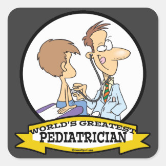 STICKER CARRÉ MONDE LE PLUS GRAND PEDIATRICIEN CARTOON HOMME
