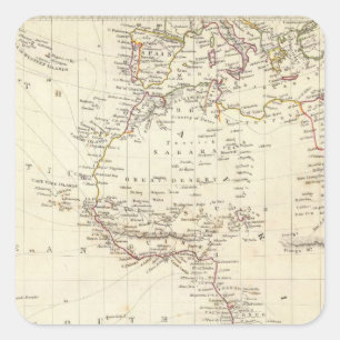 Sticker Carré Monde, proj gnomonique I Afrique et sud l'Europe