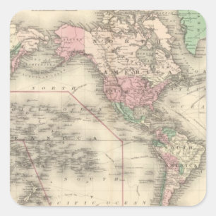 Sticker Carré Monde sur la projection de Mercator