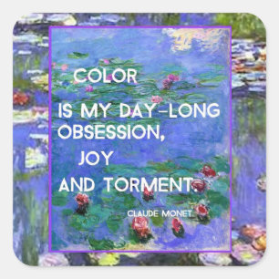 Sticker Carré Monet, la couleur est mon obsession d'une journée,