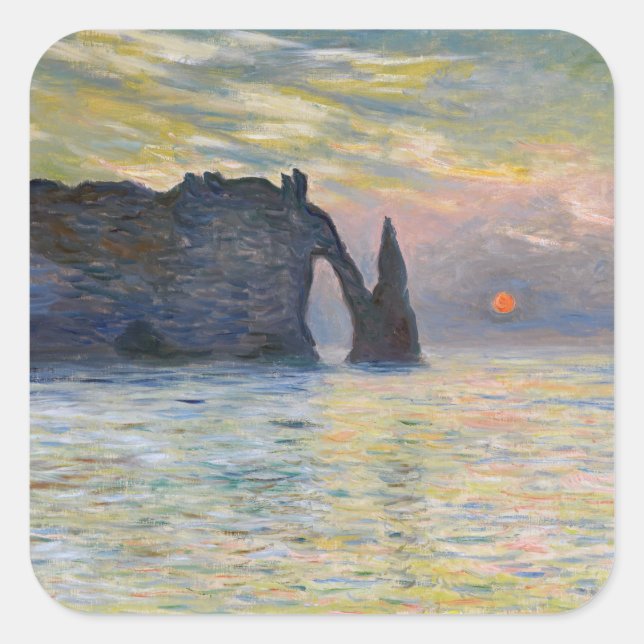 Sticker Carré Monet - Le Manneport, Falaise à Etretat, coucher d (Devant)