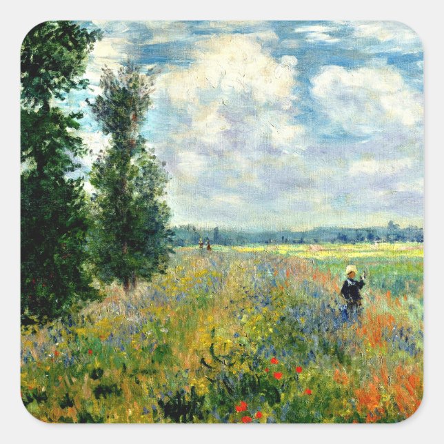 Sticker Carré Monet - Poppy Field, Argenteuil, (Devant)