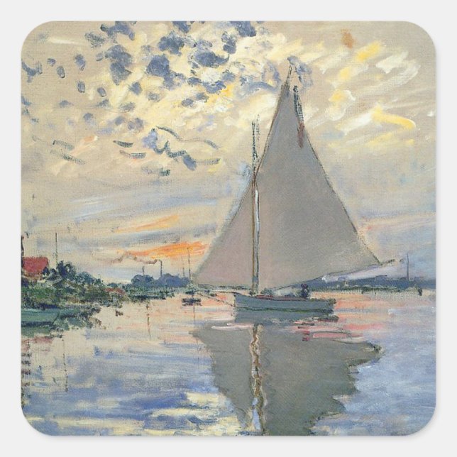 Sticker Carré Monet Sailboat Français Impressionnisme Art classi (Devant)