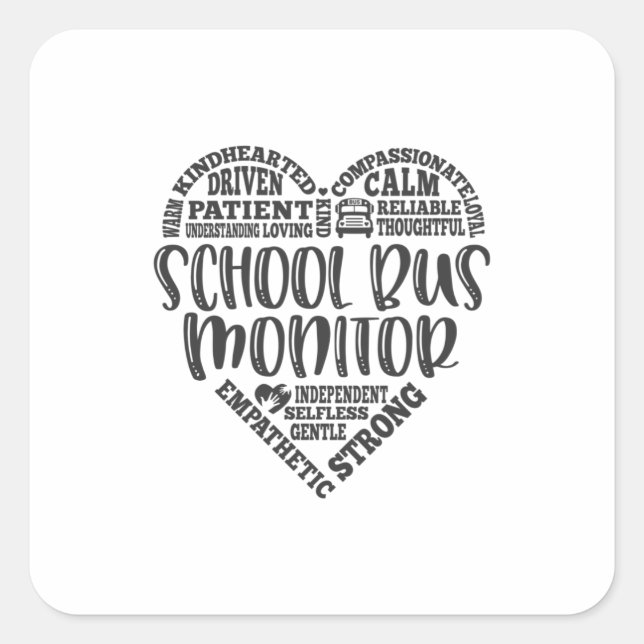 Sticker Carré Moniteur de bus scolaire, moniteur de bus scolaire (Devant)