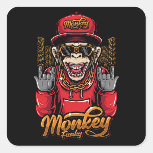 Sticker Carré Monkey funky