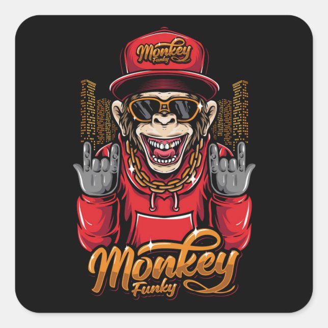 Sticker Carré Monkey funky (Devant)